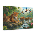 Side Mockup 4. Nature Jaguar And Cub Jungle Animals shown as stretched canvas wall art