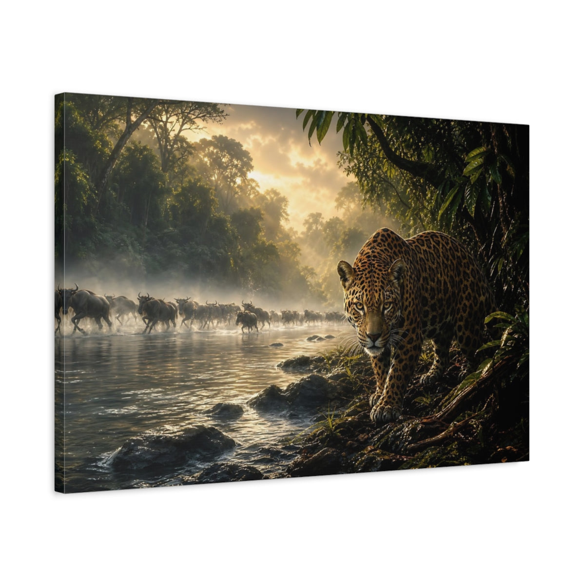 Side Mockup 2. Nature Jaguar Golden Jaguar shown as canvas print