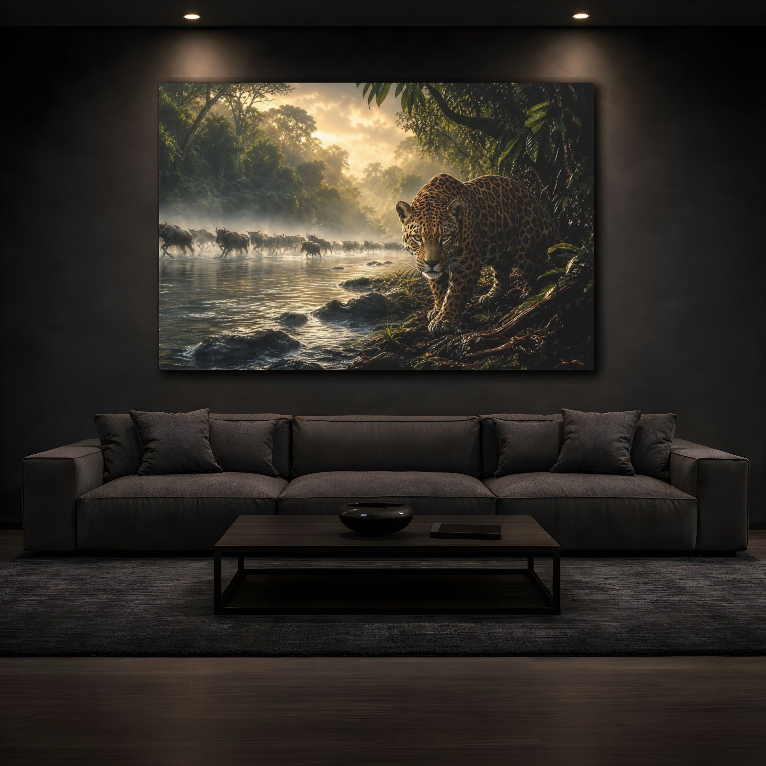 Mockup 3. Nature Jaguar Golden Jaguar shown as canvas print
