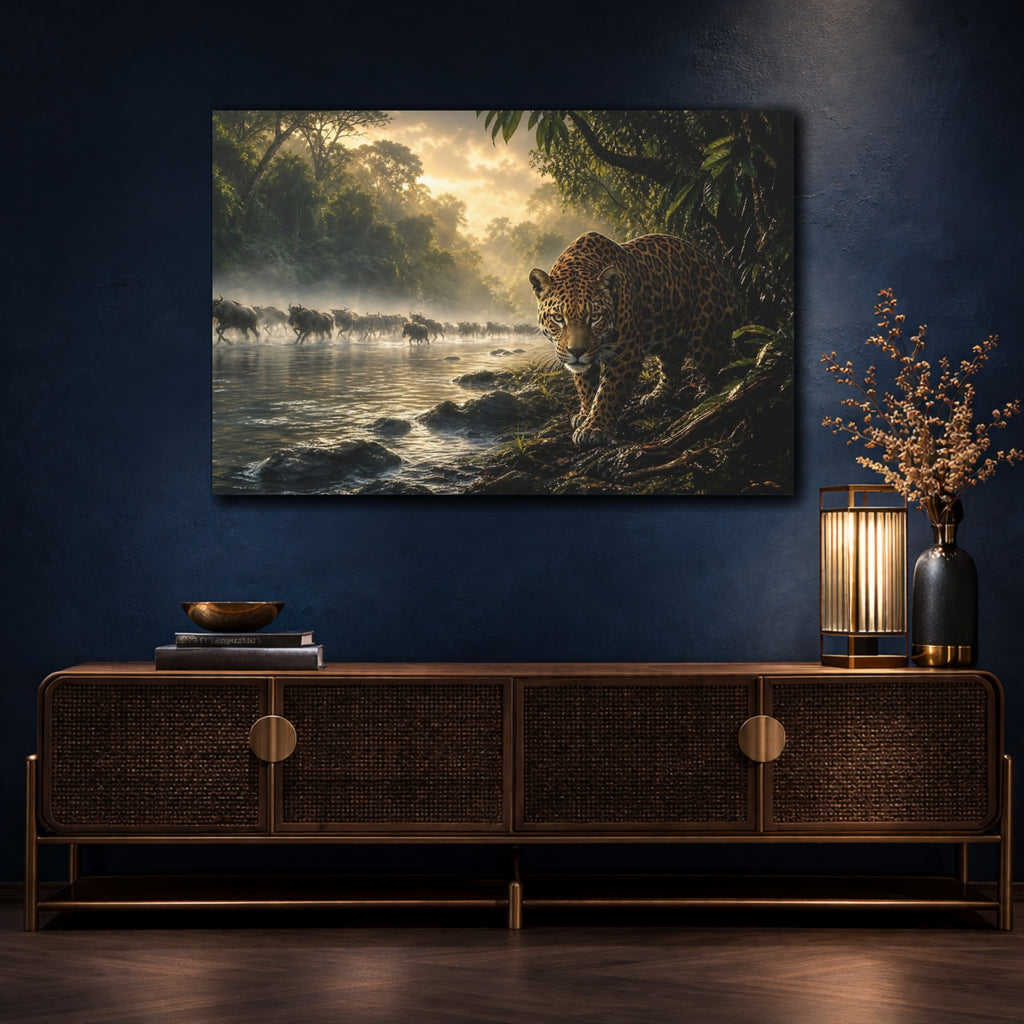 Mockup 4. Nature Jaguar Golden Jaguar shown as canvas print