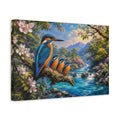 Side Mockup 4. Nature Kingfishers Vibrant Kingfishers shown as canvas print
