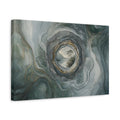 Side Mockup 4. Nature Lake Tree Green Gold Abstract shown as stretched canvas wall art