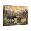 Side Mockup 4. Nature Moose Family Brown Golden Landscape shown as canvas print