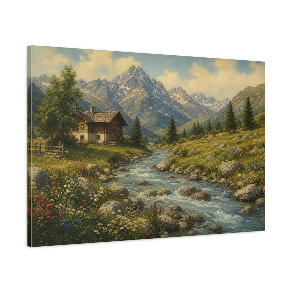 Main Mockup. Nature Mountain Cabin Mountain Cabin Landscape shown as canvas print