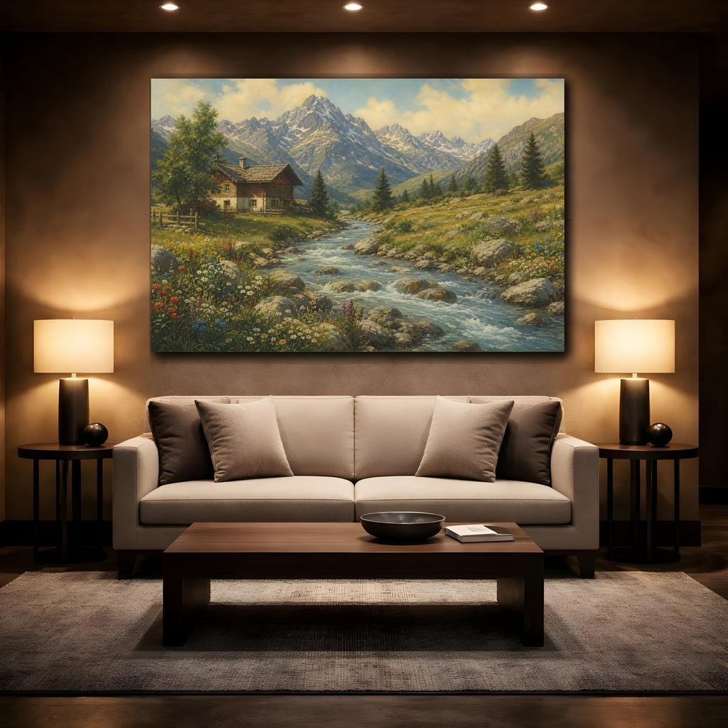 Mockup 2. Nature Mountain Cabin Mountain Cabin Landscape shown as canvas print