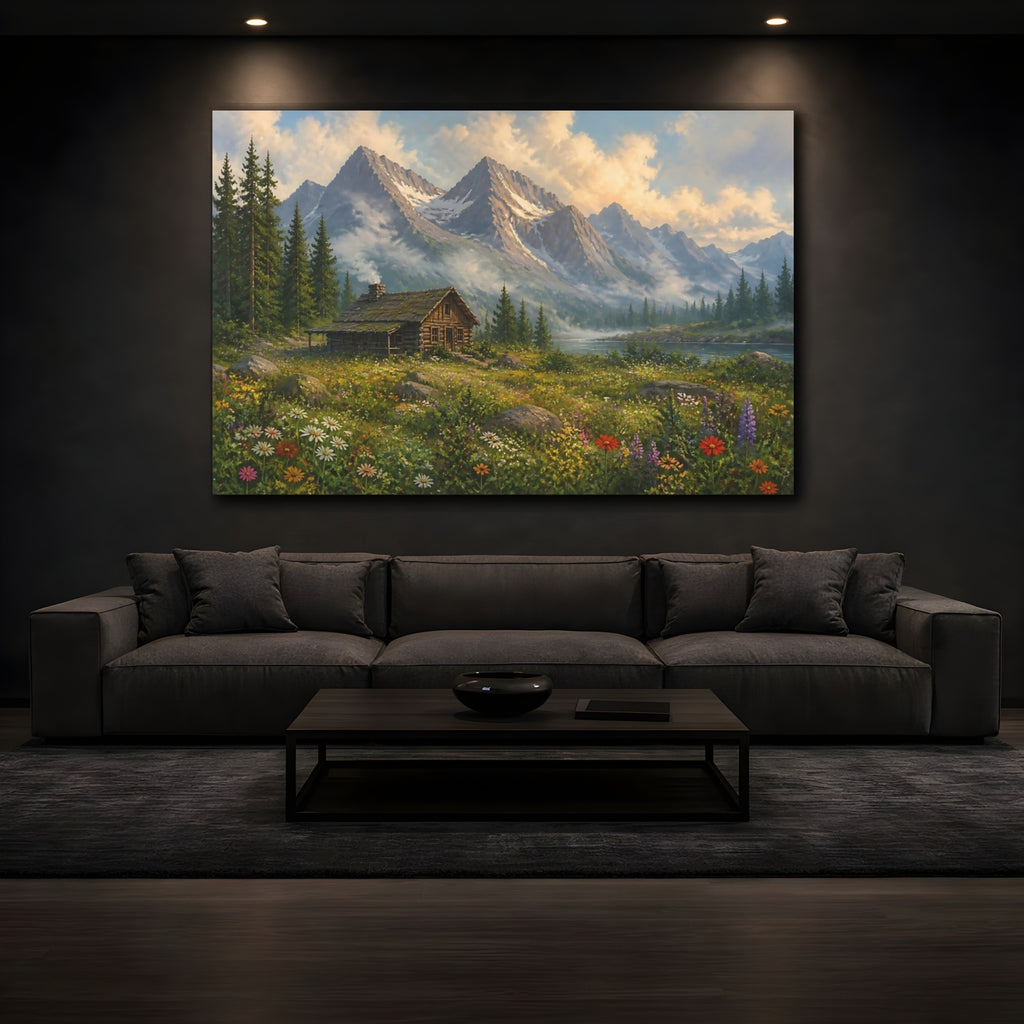 Mockup 3. Nature Mountain Cabin Mountain Cabin Landscape shown as canvas print