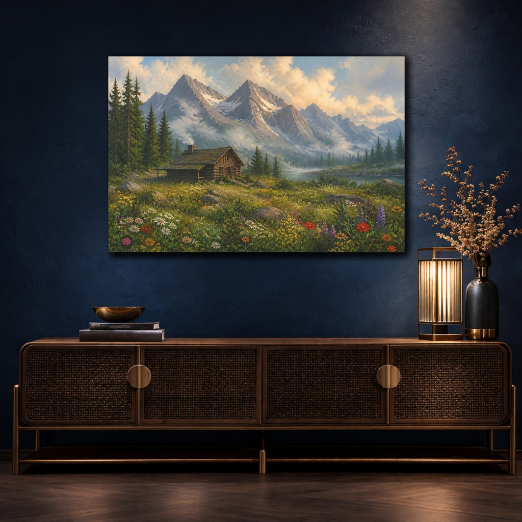 Mockup 4. Nature Mountain Cabin Mountain Cabin Landscape shown as canvas print