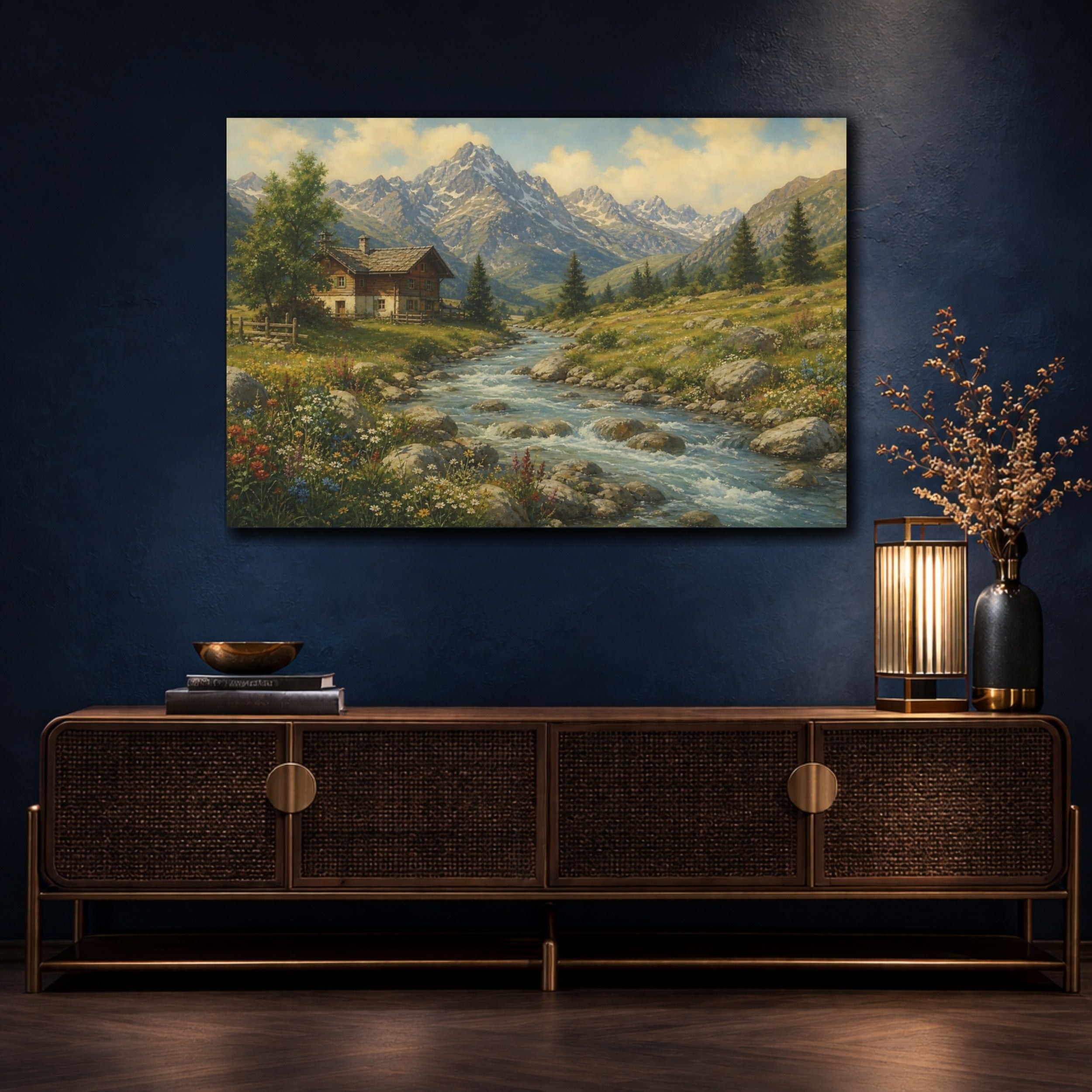 Mockup 4. Nature Mountain Cabin Mountain Cabin Landscape shown as canvas print