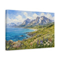 Side Mockup 4. Nature Mountain Coast Mountain Coast shown as stretched canvas wall art