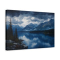 Side Mockup 4. Nature Mountain Lake Blue Lake Mountain shown as stretched canvas wall art
