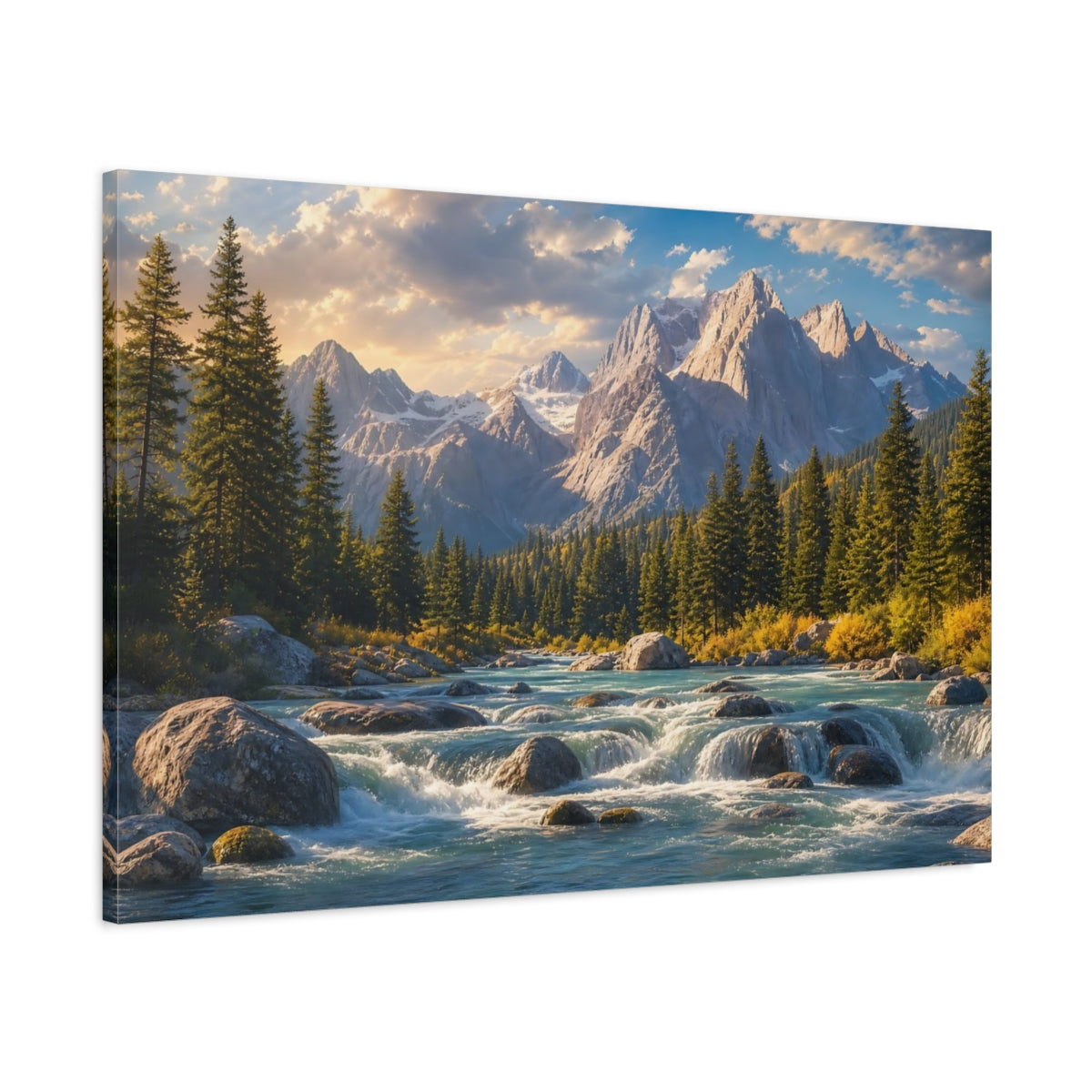Main Mockup. Nature Mountain River Mountain River Scene shown as canvas print