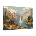 Side Mockup 4. Nature Mountain Waterfall Autumn Mountain Landscape shown as stretched canvas wall art