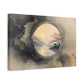 Side Mockup 4. Nature Pagoda Landscape Grey Gold Asian Landscape shown as stretched canvas wall art
