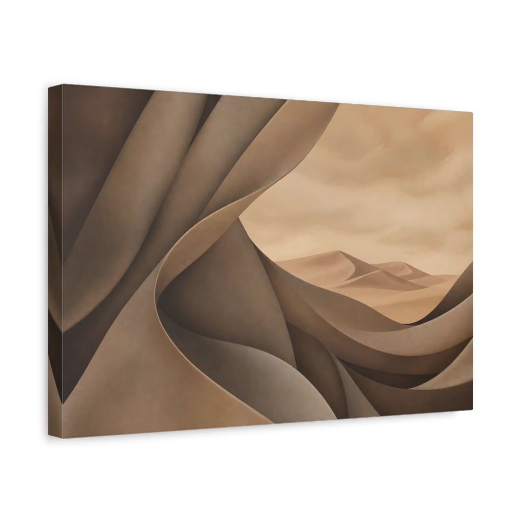 Side Mockup 4. Nature Sand Dunes Brown And Beige shown as stretched canvas wall art
