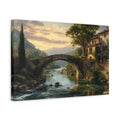 Side Mockup 4. Nature Stone Bridge Tuscan Landscape shown as stretched canvas wall art