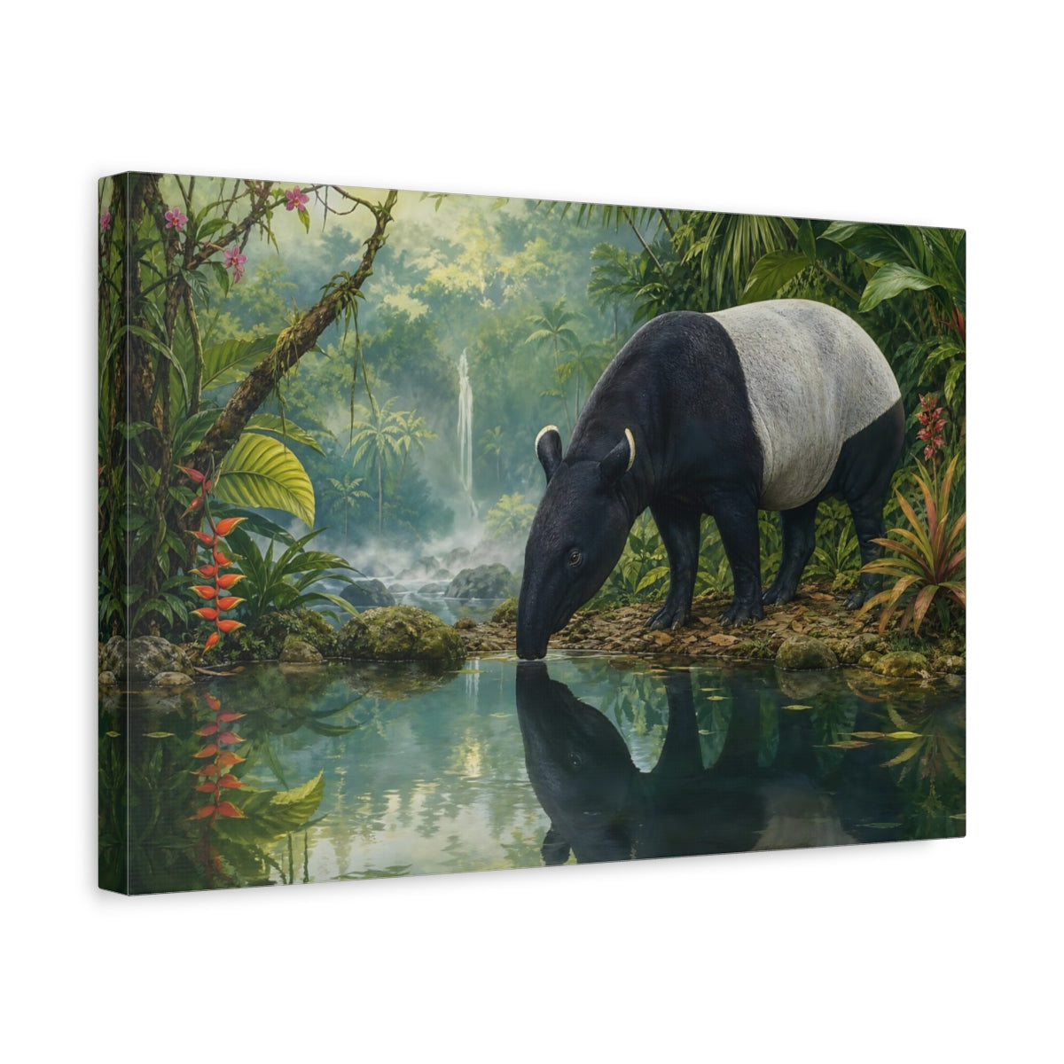 Side Mockup 4. Nature Tapir Green Jungle Tapir shown as canvas print