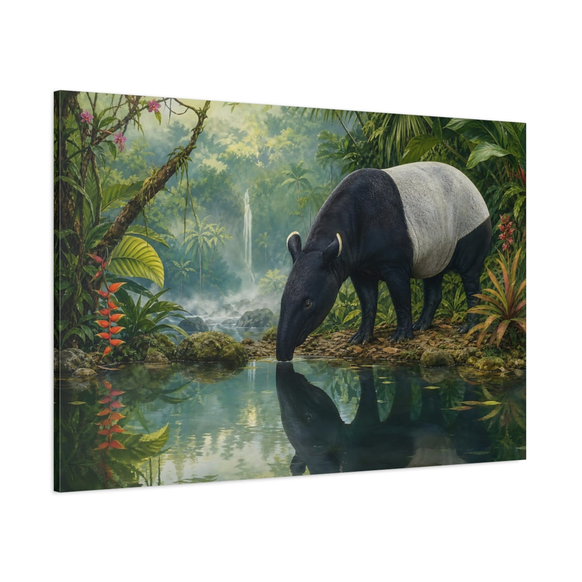 Side Mockup 1. Nature Tapir Green Jungle Tapir shown as canvas print