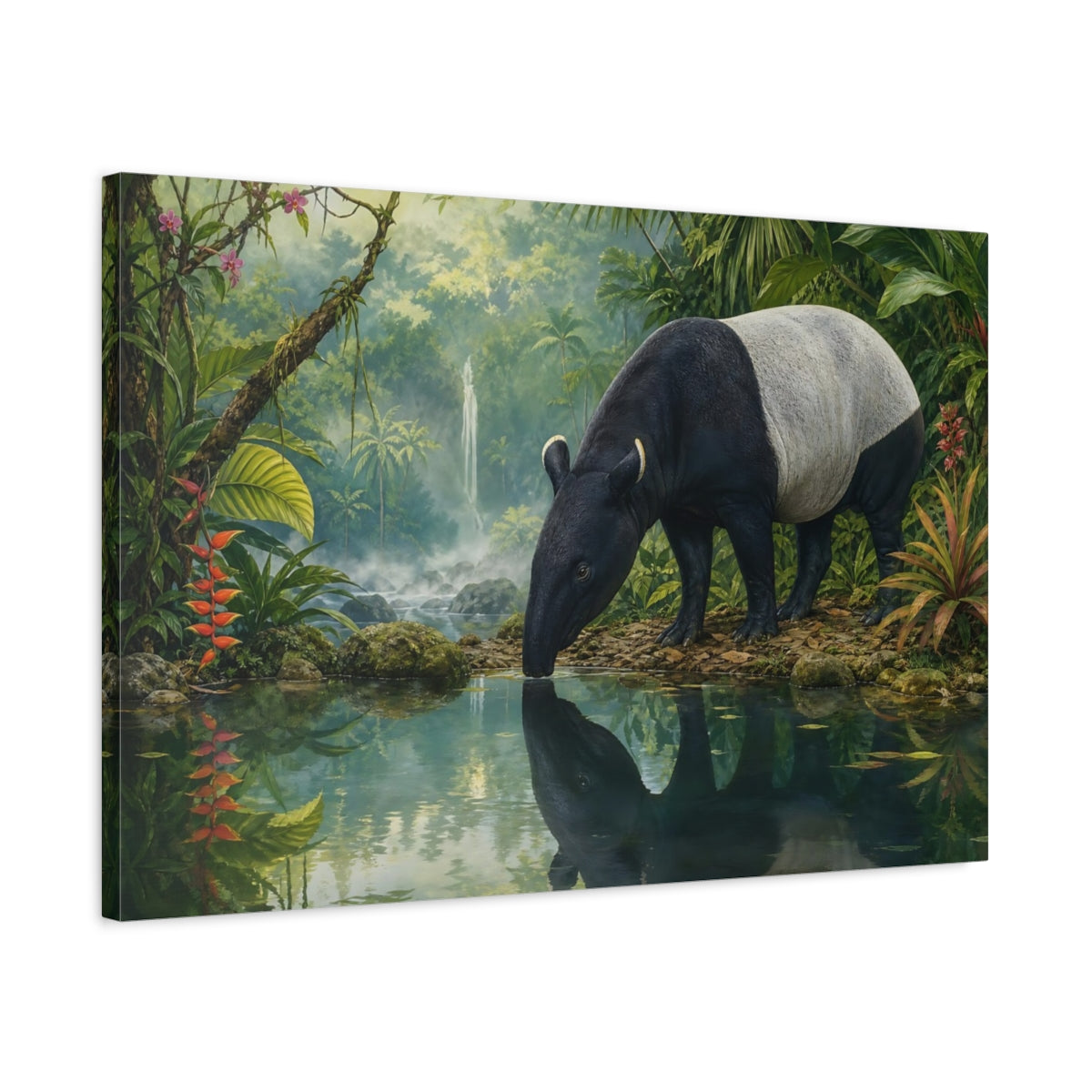 Side Mockup 2. Nature Tapir Green Jungle Tapir shown as canvas print
