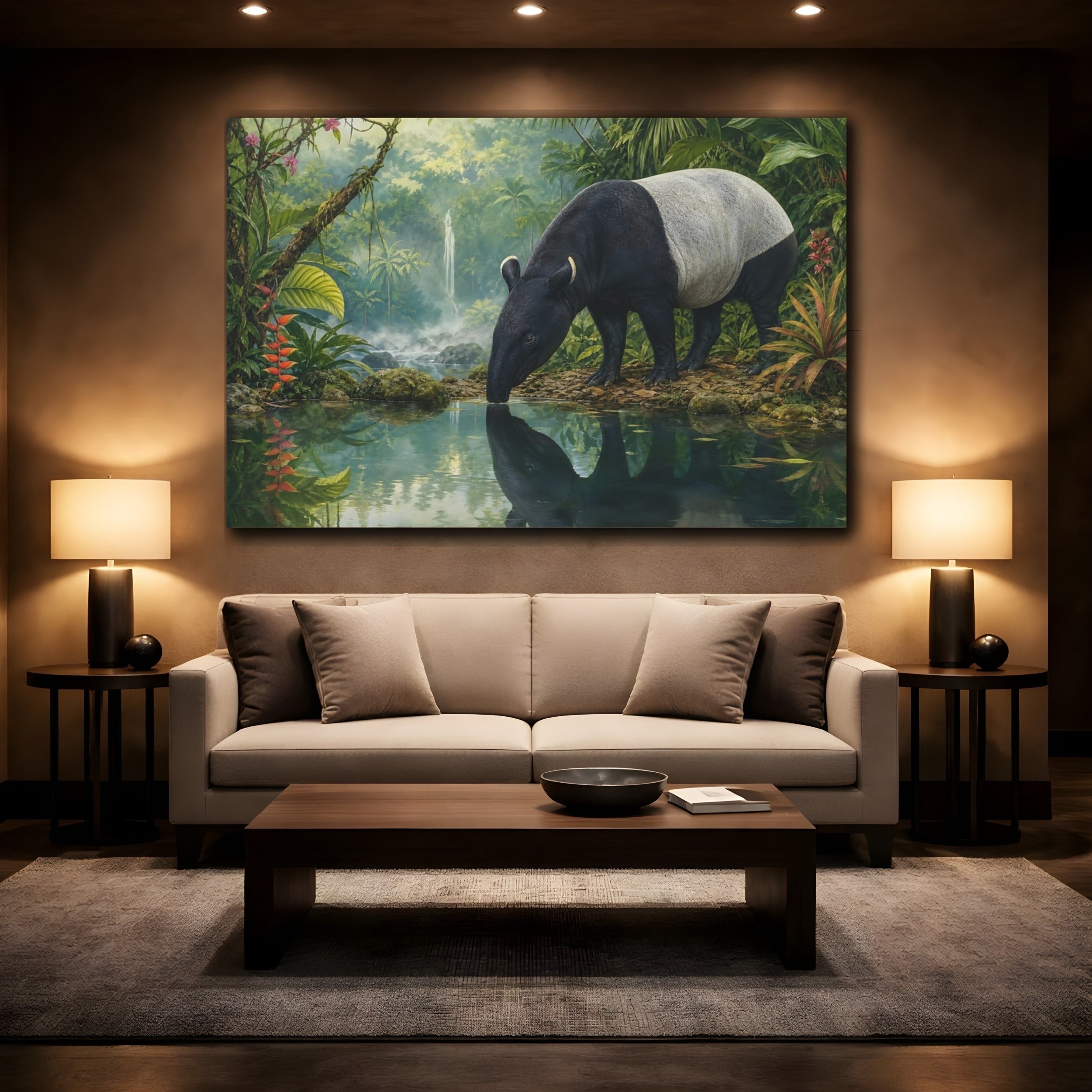 Mockup 2. Nature Tapir Green Jungle Tapir shown as canvas print