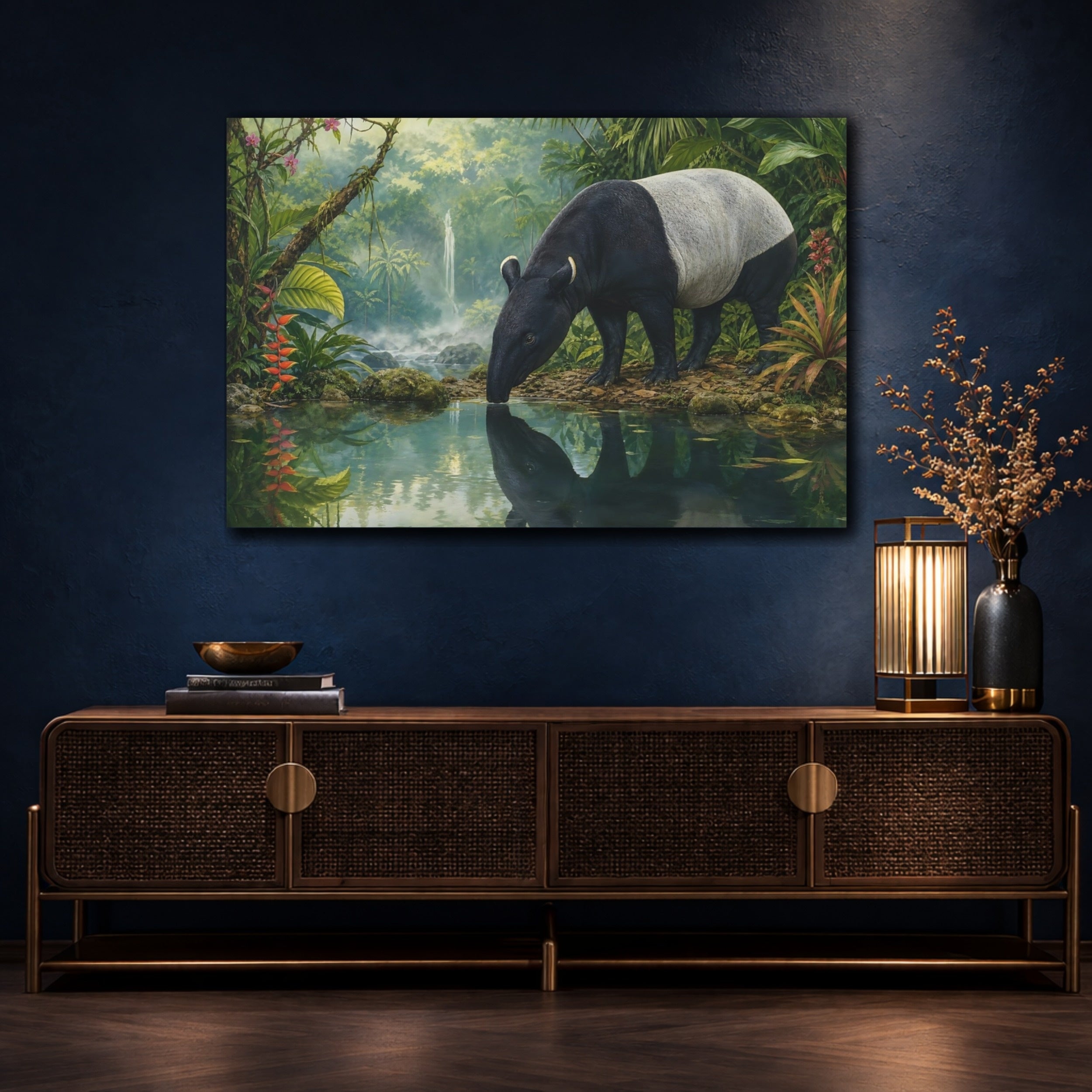 Mockup 4. Nature Tapir Green Jungle Tapir shown as canvas print