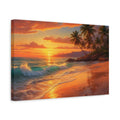Side Mockup 4. Nature Tropical Beach Orange Sunset shown as canvas print