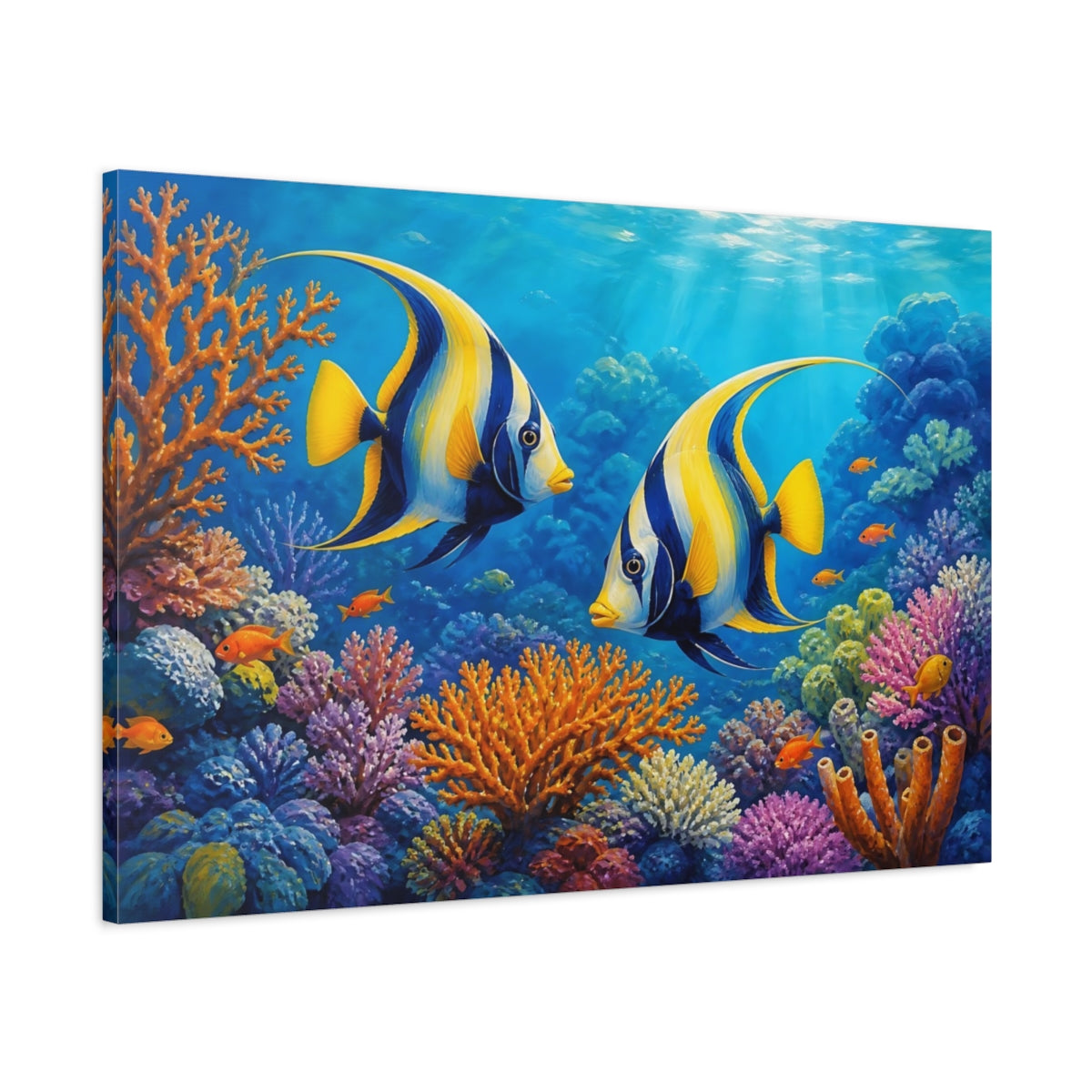 Main Mockup. Nature Tropical Fish Colorful Ocean shown as stretched canvas wall art