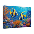 Side Mockup 4. Nature Tropical Fish Colorful Ocean shown as stretched canvas wall art