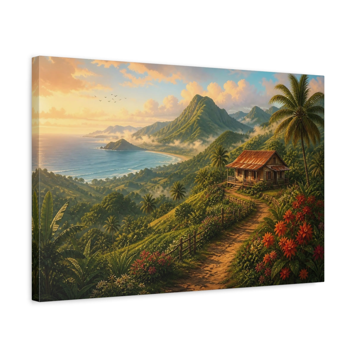 Side Mockup 3. Nature Tropical Landscape Tropical Landscape shown as stretched canvas wall art