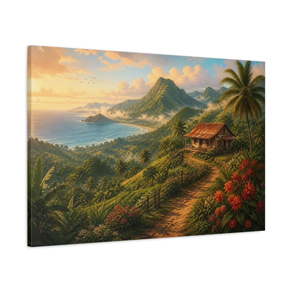 Main Mockup. Nature Tropical Landscape Tropical Landscape shown as stretched canvas wall art