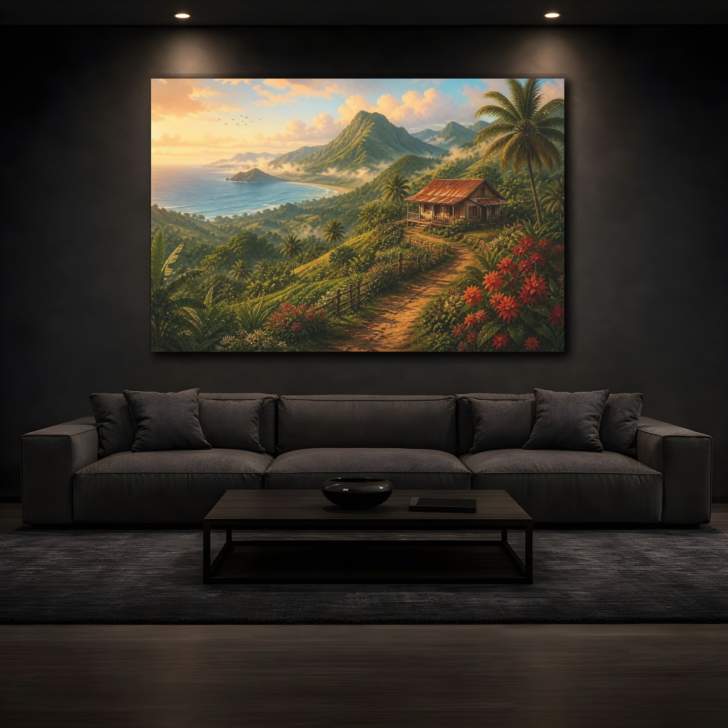 Mockup 3. Nature Tropical Landscape Tropical Landscape shown as stretched canvas wall art