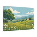 Side Mockup 4. Nature Tuscan Landscape Green And Blue Landscape shown as stretched canvas wall art