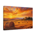 Side Mockup 4. Nature Tuscan Landscape Orange Sunset shown as stretched canvas wall art