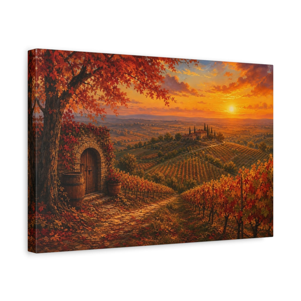 Side Mockup 4. Nature Vineyard Autumn Sunset shown as canvas print