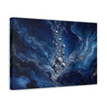 Side Mockup 4. Nature Water Bubbles Blue And Silver shown as stretched canvas wall art