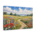 Side Mockup 4. Nature Wildflower Field Colorful Wildflowers shown as stretched canvas wall art