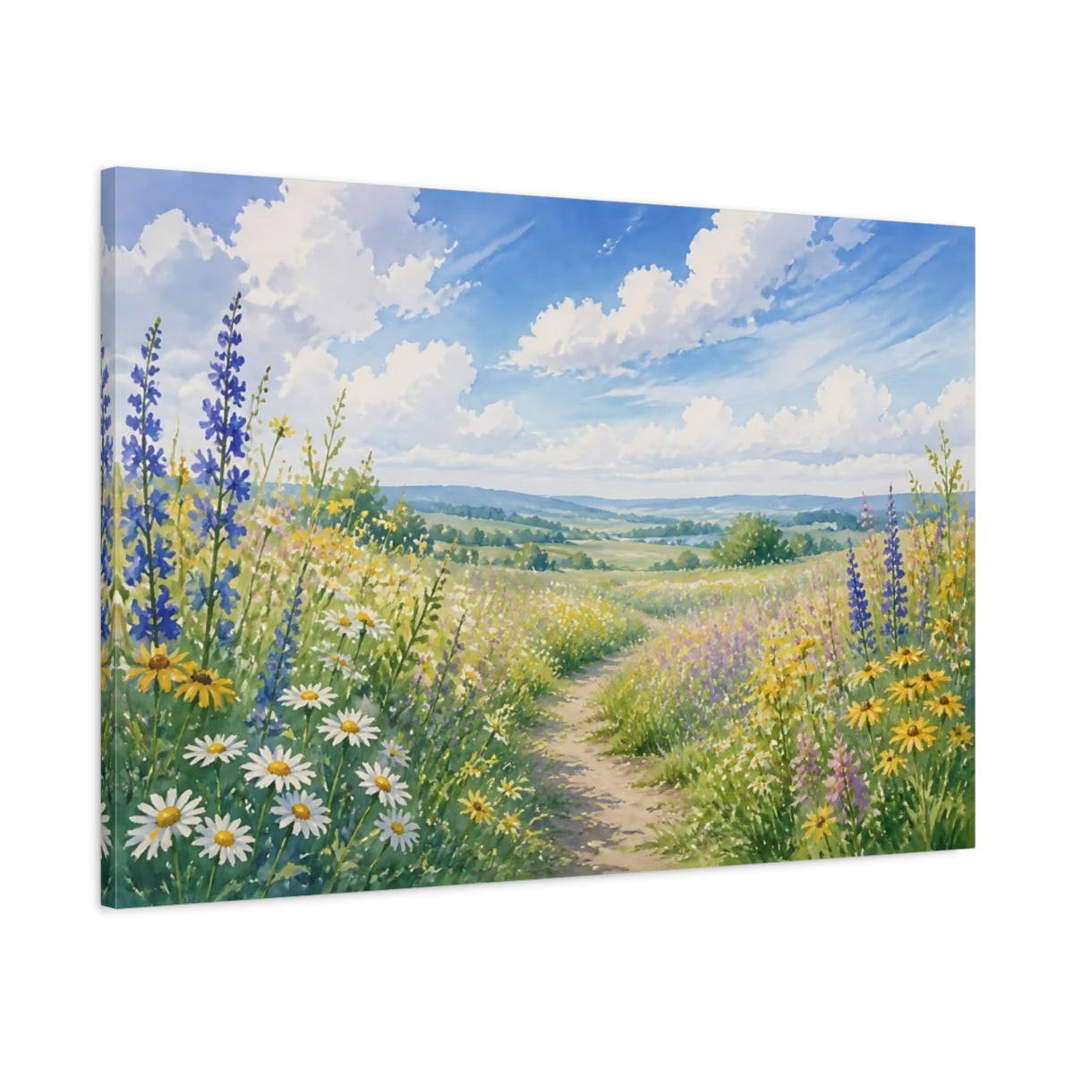 Main Mockup. Nature Wildflower Meadow Colorful Wildflowers shown as stretched canvas wall art