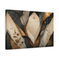 Side Mockup 4. Vintage Aged Paper Gold And Black shown as stretched canvas wall art